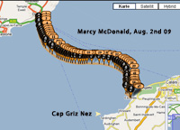 Marcy`s swim route Aug. 2nd 09