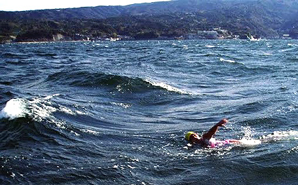 Miyuki says she loves swimming in big waves - like here in Japan