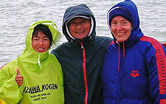 Miyuki, Ishii and Margit, training and waiting in Dover weather