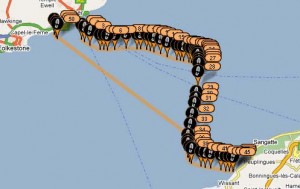Satellite tracker of our pilot boat Anastasia, 4 person relay Sept. 30th