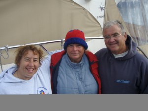 Vijaya after her successful swim Sept 2007 with Alison Streeter, Queen of the Channel (44 crossings) and "King" Kevin
