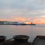 Dover sunrise when I arrived on the Euroline bus via ferry